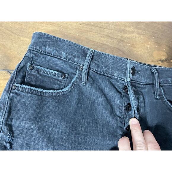 MOTHER SUPERIOR THE VAGABOND MINI FRAY DENIM SHIRT BLACK SIZE 26 - Picture 2 of 10